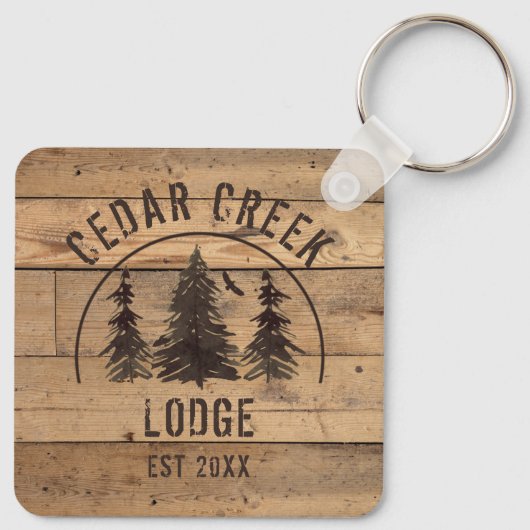 Rustikale Waldbäume Hauseigentum Schlüsselanhänger (Rückseite)