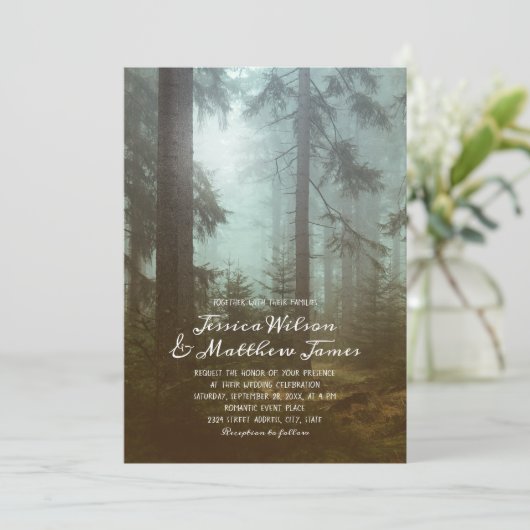 Rustikale Waldbäume Landschaftssonne Einladung (Stehend Vorderseite)