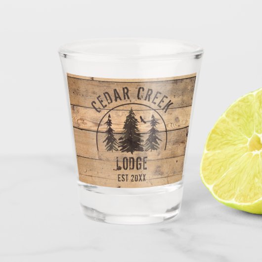 Rustikale Waldbäume Personalisiert Schnapsglas (Vorderseite)
