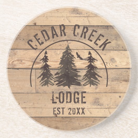 Rustikale Waldbäume Personalisierter Sandstein Getränkeuntersetzer (Vorne)