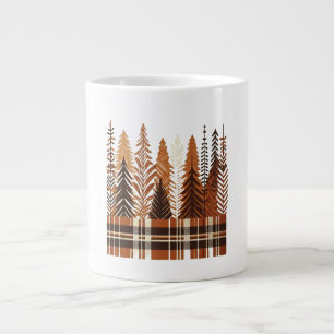 Rustikale Waldbäume und Karierte Kaffee-Tasse Jumbo-Tasse