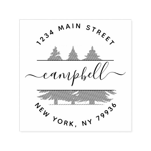 Rustikale Waldbaumen Familienname Rücksendeadresse Permastempel (Design)