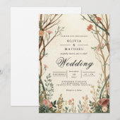 Rustikale Waldblütenhochzeit Einladung (Vorne/Hinten)