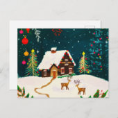 Rustikale Wälder Blätter Herbst Winter Berries Ankündigungspostkarte (Vorne/Hinten)