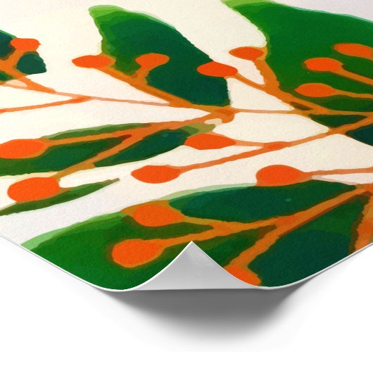 Rustikale Wälder Blätter Herbst Winter Berries Poster (Ecke)