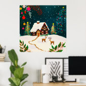 Rustikale Wälder Blätter Herbst Winter Berries Poster (Heimbüro)