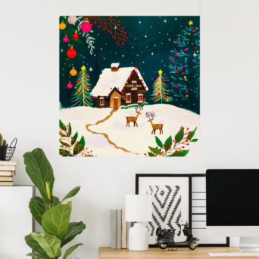 Rustikale Wälder Blätter Herbst Winter Berries Poster (Heimbüro)