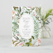 Rustikale Wälder Blumengrün Einladung Hochzeit (Stehend Vorderseite)