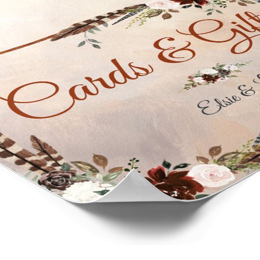 Rustikale Wälder Federn und Blütenblut Poster (Ecke)