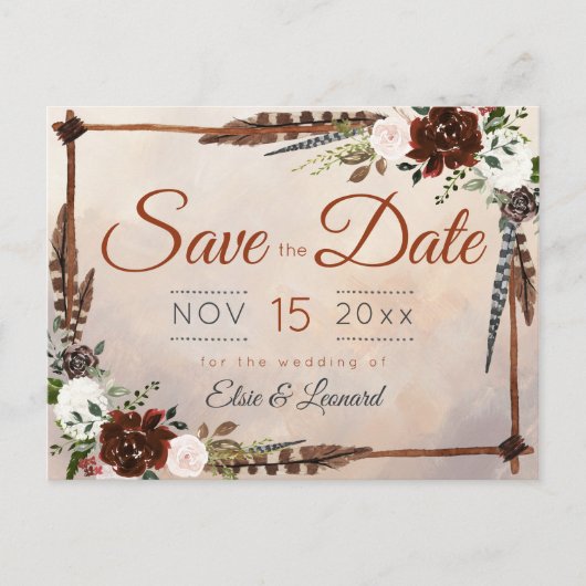 Rustikale Wälder Federn und Blütenblut Postkarte (Vorderseite)