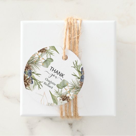 Rustikale Wälder Grün & Pinecones Gefälligkeitstag Geschenkanhänger (Beispiel)