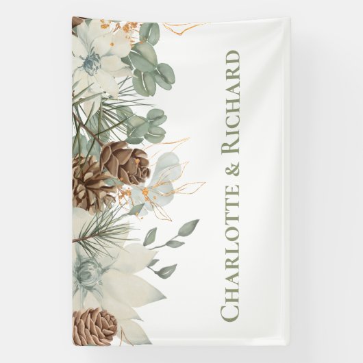 Rustikale Wälder mit Pinecones und Namen Banner (Vertikal)