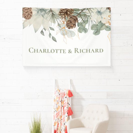 Rustikale Wälder mit Pinecones und Namen Banner (InSitu)