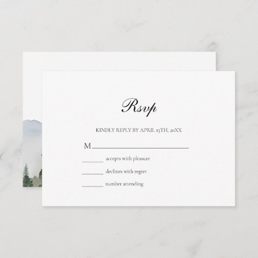 Rustikale Wälder und Berge - QR-Code RSVP Karte (Vorne/Hinten)