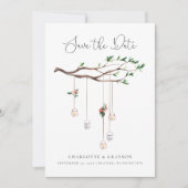 Rustikale Wälder und Lichter Save the Date Einladung (Vorderseite)