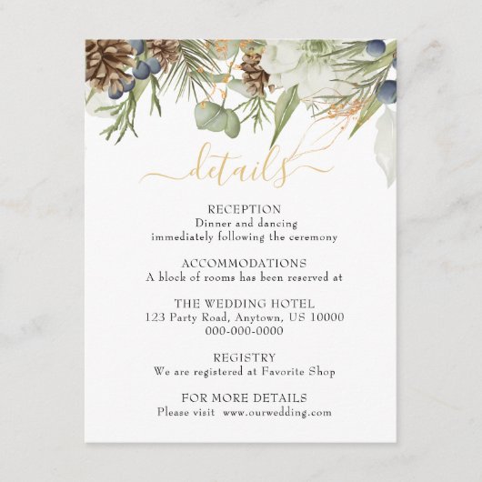 Rustikale Wälder und Pinecones Details Begleitkarte (Vorderseite)