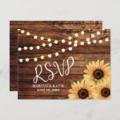 Rustikale Wälder und Sonnenblumen Hochzeit RSVP Postkarte (Vorne/Hinten)
