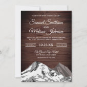 Rustikale Wälder verschneiten Berge einladen Hochz Einladung (Vorderseite)