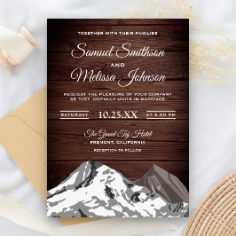 Rustikale Wälder verschneiten Berge einladen Hochz Einladung