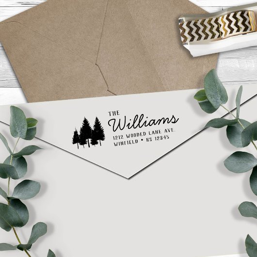Rustikale Waldfamilie Name Rücksendeadresse Permastempel