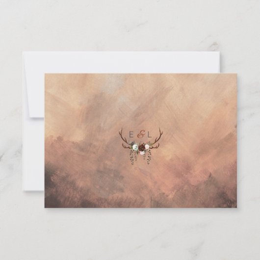 Rustikale Waldfüße und Blütenblüte mit Mahlzeit RSVP Karte (Rückseite)