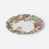 Rustikale Waldfüßer Pilzsaal Berry Blätter Pappteller (Schrägansicht)