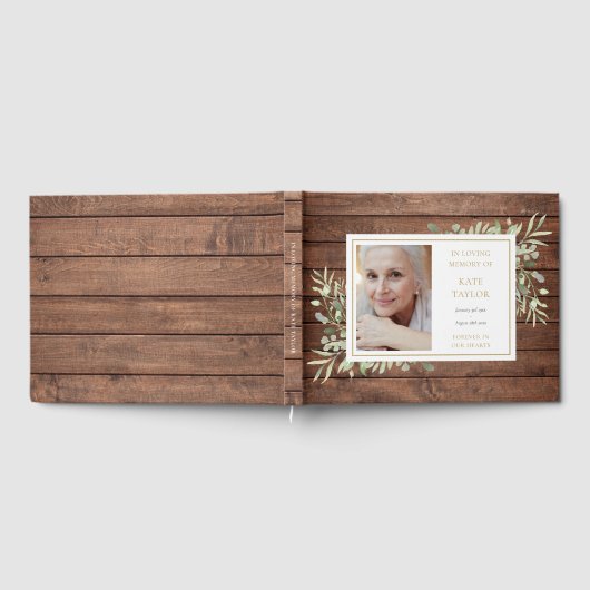 Rustikale Waldgärten Love Memory Foto Beerdigung Gästebuch (Voll)