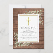 Rustikale Waldgrün Christliches Foto Beerdigung Dankeskarte (Vorderseite)