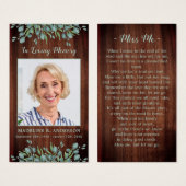 Rustikale Waldgrün Gedenkkarte Beerdigung Gebetska (Vorne & Hinten)