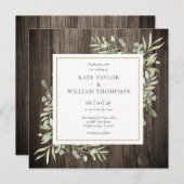 Rustikale Waldgrün Wasserfarben Blätter Hochzeit Einladung (Vorne/Hinten)