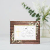 Rustikale Waldgrüne Christliche Beerdigung Dankeskarte (Stehend Vorderseite)