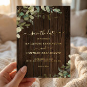 Rustikale Waldgrüne Hochzeit retten das Datum Folieneinladung