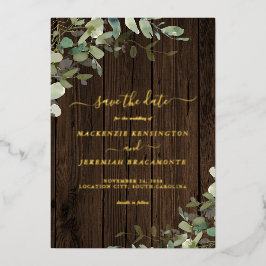 Rustikale Waldgrüne Hochzeit retten das Datum Folieneinladung