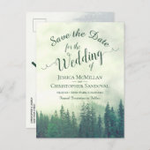 Rustikale, waldgrüne Kiefern verheiraten das Datum Ankündigungspostkarte (Vorne/Hinten)