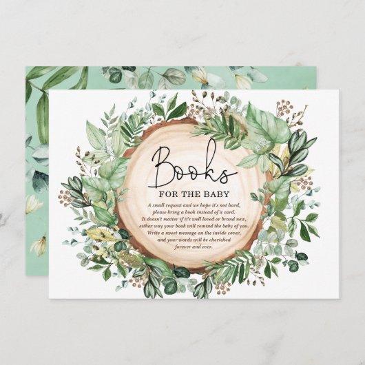 Rustikale Waldgrüne neutrale Bücher für Baby Begleitkarte (Vorne/Hinten)