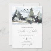 Rustikale Waldgrüngebirge Einladung zur Hochzeit (Vorderseite)