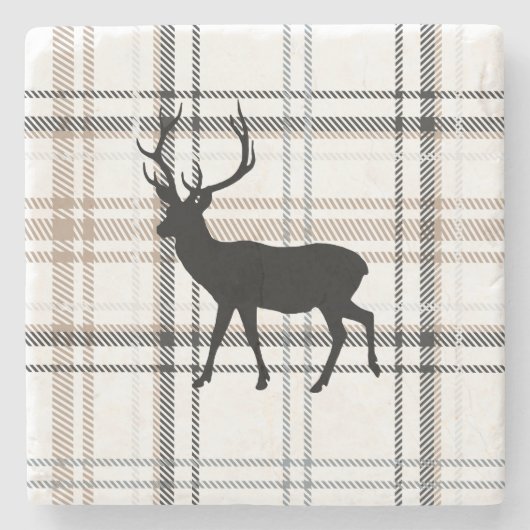 Rustikale Waldhirsch-Karo-Steinuntersetzer Steinuntersetzer (Vorderseite)
