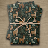 Rustikale Waldhirsche & Christbaum Geschenkpapier Set