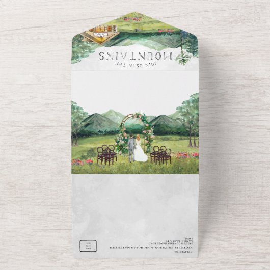 Rustikale Waldhochzeit All In One Einladung (Außenbereich)