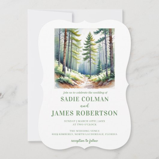 Rustikale Waldhochzeit Einladung (Vorderseite)