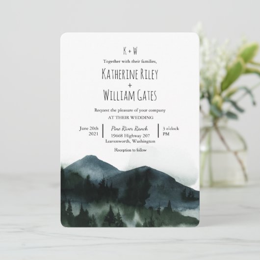 Rustikale Waldhochzeit - Einladung (Stehend Vorderseite)