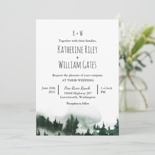 Rustikale Waldhochzeit - Einladung (Stehend Vorderseite)