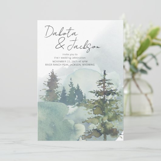 Rustikale Waldhochzeit Einladung (Stehend Vorderseite)