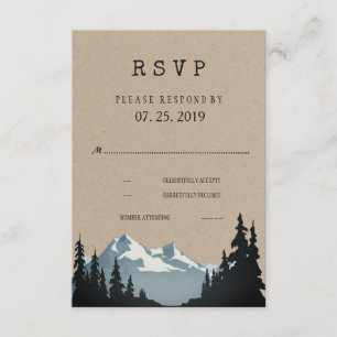 Rustikale Waldhochzeit im Gebirge RSVP Karte