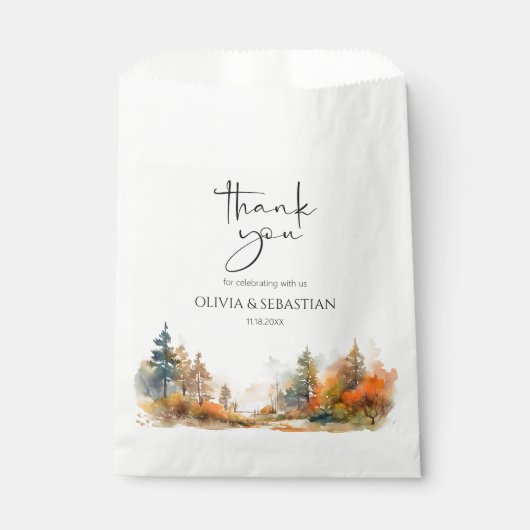 Rustikale Waldhochzeit im Herbst Geschenktütchen (Vorderseite)