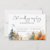 Rustikale Waldhochzeit im Herbst RSVP Karte (Vorderseite)