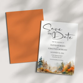 Rustikale Waldhochzeit im Herbst Save The Date