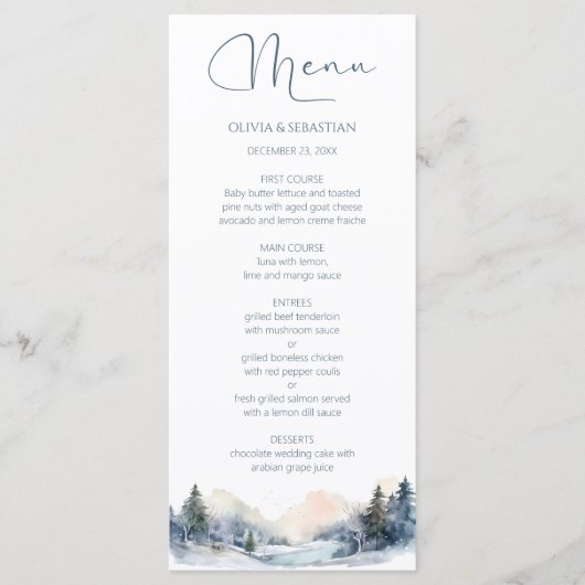 Rustikale Waldhochzeit Menükarte (Vorderseite)