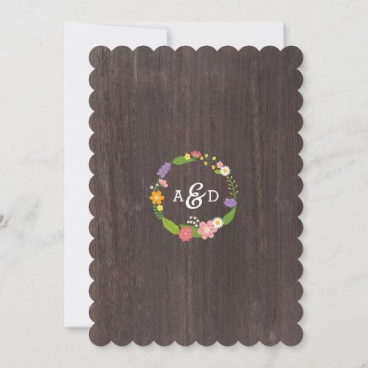 Rustikale Waldhochzeit mit Bohemischem Blumenkraut Einladung (Rückseite)