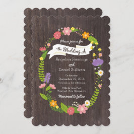 Rustikale Waldhochzeit mit Bohemischem Blumenkraut Einladung